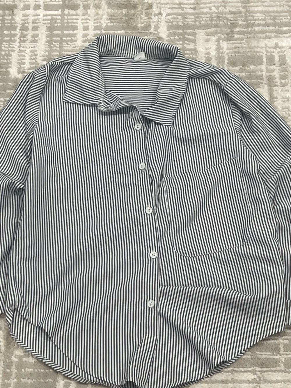 Men's Black & White Vertical Stripe Button-Up Shirt
